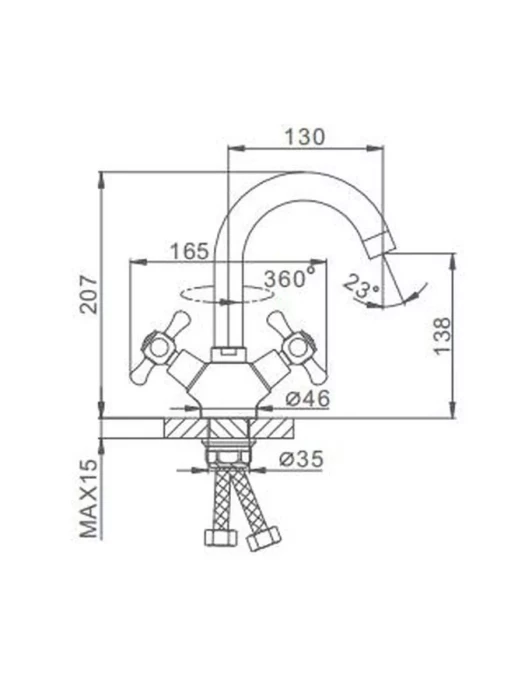 Смеситель для раковины Frap F13732-B, вентильный, аэратор, хром