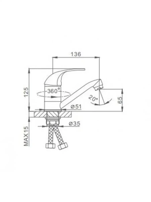 Смеситель для кухни Frap F4502-2-B, однорычажный, гибкая поводка, хром