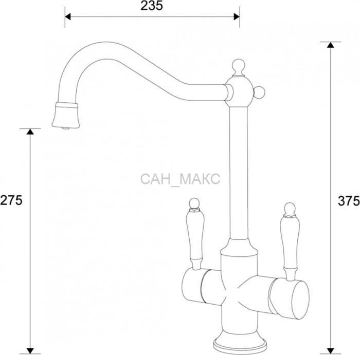 Смеситель для кухонной мойки ZORG Sanitary  (ZR 344 YF STEEL)