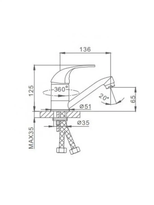 Смеситель Frap H02 F4502-B , для раковины, хром, однорычажный, поворотный излив
