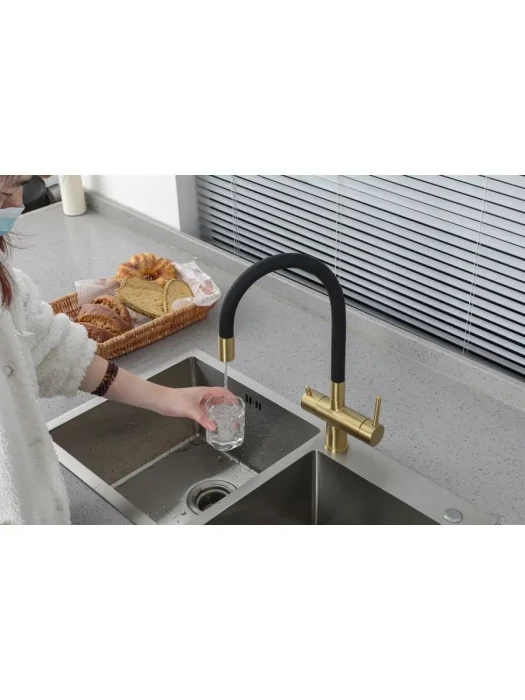 Смеситель для кухни Gappo G4398-33 однорычажный, латунь, золотой сатин
