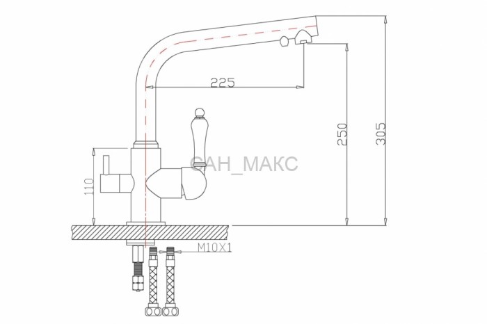 Смеситель для кухни под фильтр ZORG Zorg Sanitary (ZR 313 YF-33 SATIN)