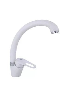 Смеситель для кухни Frap F4113-8, однорычажный, поворотный, цвет белый гранит