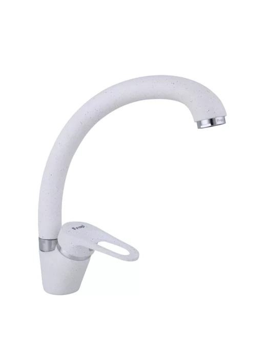 Смеситель для кухни Frap F4113-8, однорычажный, поворотный, цвет белый гранит