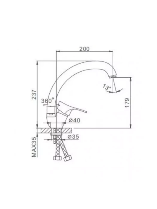 Смеситель кухонный Frap F4114-B, поворотный излив, глянцевый, цвет хром