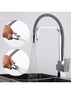 Смеситель для кухни Gappo G4398-4 с фильтром, латунь, серый, хром