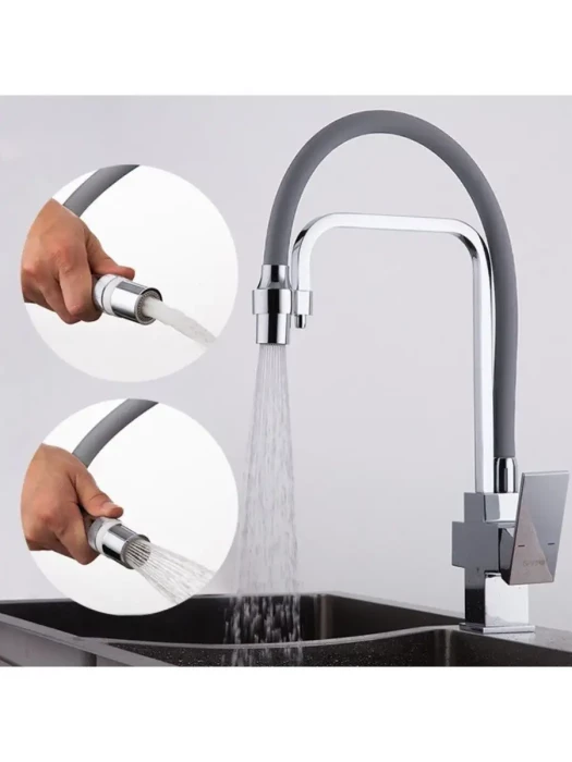 Смеситель для кухни Gappo G4398-4 с фильтром, латунь, серый, хром