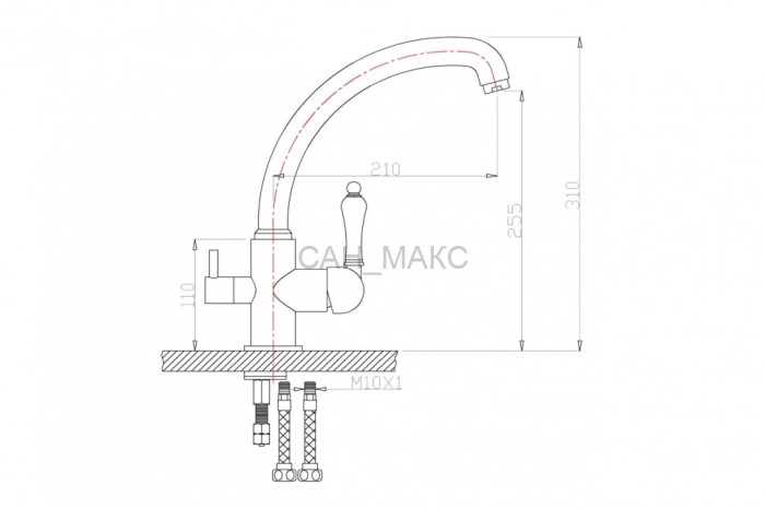 Смеситель для кухни под фильтр ZORG Zorg Sanitary (ZR 316 YF-33 BR)