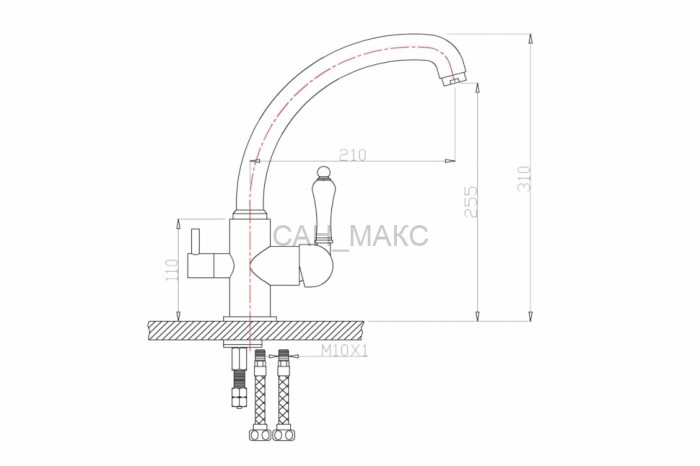 Смеситель для кухни под фильтр ZORG Zorg Sanitary (ZR 316 YF-33 BR)