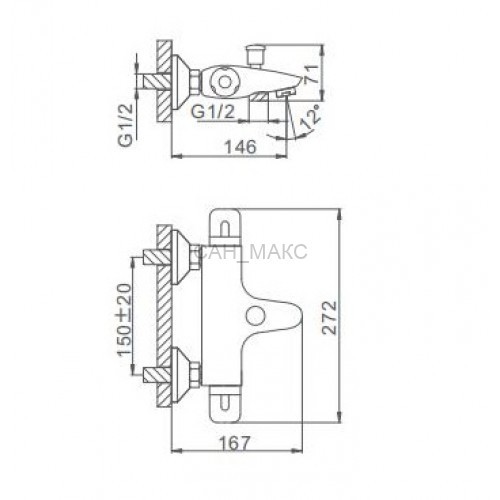 Смеситель для ванны термостатический Frap F3051