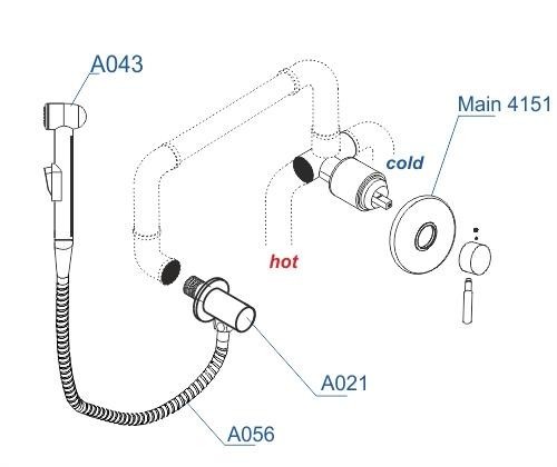 Смеситель гигиенический встраиваемый wasserkraft A14156