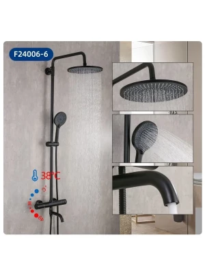 Душевая система Frap, F24006-6, переключение режимов, тропический дождь, черный