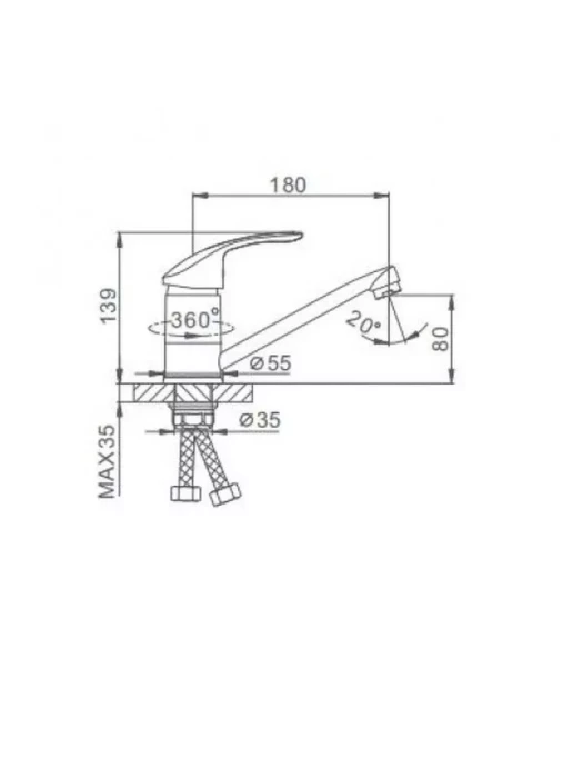 Смеситель для кухни Frap H21 F4521-2, латунный, с поворотным изливом