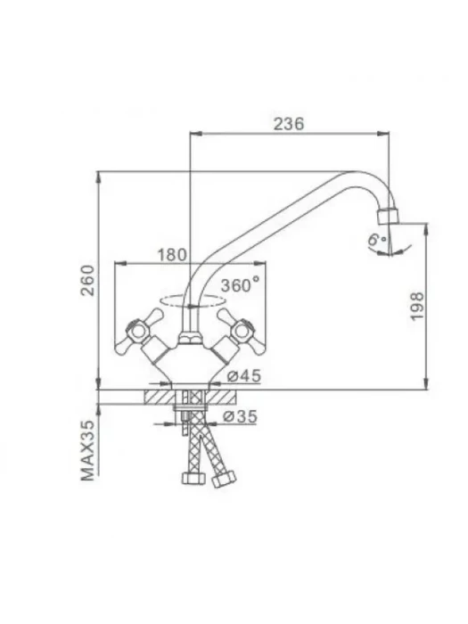 Смеситель для кухни Frap F4125, вентильный, поворотный излив, хром
