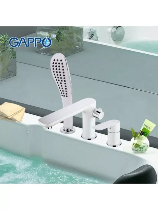 Смеситель для ванны Gappo G1148, PVD покрытие, керамический картридж, белый