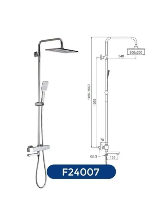 Душевая система Frap F24007 с термостатом и тропическим душем, в цвете хром