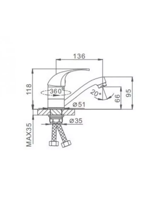 Смеситель кухонный Frap F4529-2-B, для мойки, с поворотным изливом