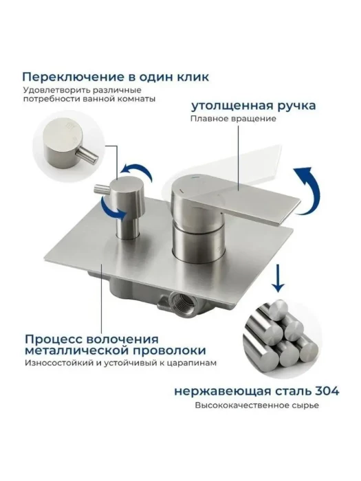 Душевая система встраиваемая Gappo G7199-20, в цвете сатин, нержавеющая сталь