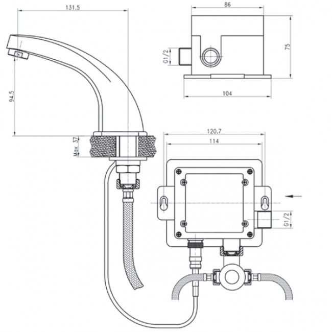 Смеситель для раковины KAISER Sensor (38111)
