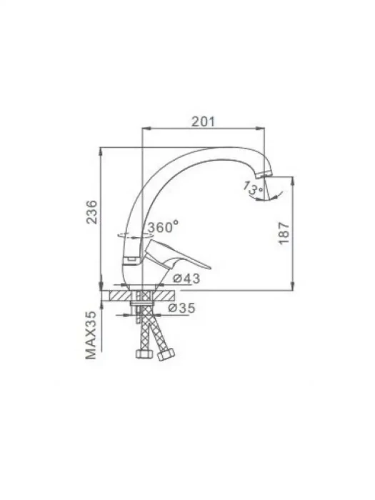 Смеситель для кухни Frap F4128-B, поворотный, однорычажный, хром