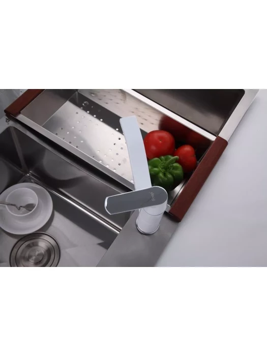 Смеситель Frap F4531, для кухни, матовый, рычажной, блый/хром