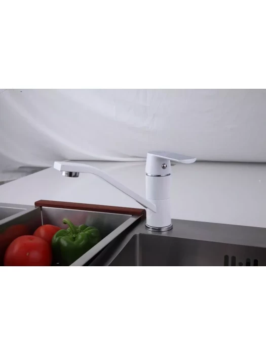 Смеситель Frap F4531, для кухни, матовый, рычажной, блый/хром