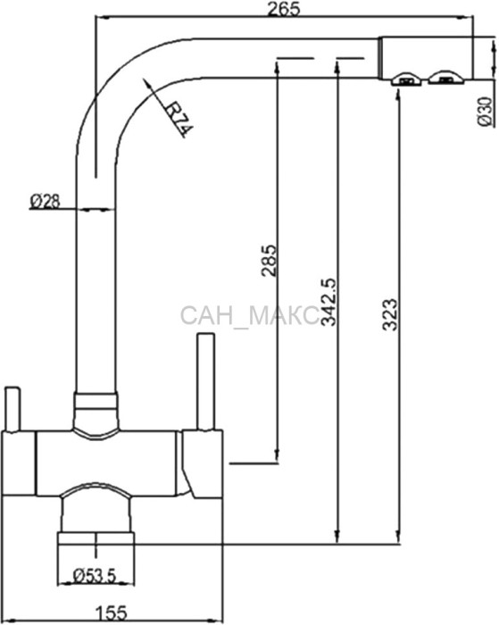 Смеситель для кухонной мойки ZORG Sanitary  (ZR 348 YF ХРОМ ПЕСОЧНЫЙ)