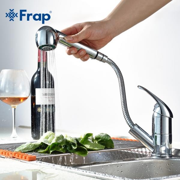 Смеситель для кухни с выдвижной лейкой Frap F6003