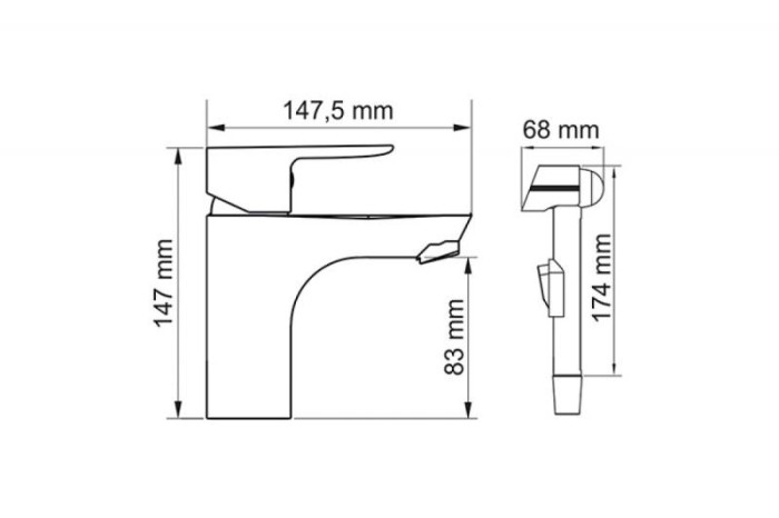 Смеситель для раковины с гигиенической лейкой Wasserkraft 3508