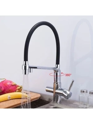 Смеситель для кухни Gappo G4398-7 с фильтром, латунь, хромированный, черный
