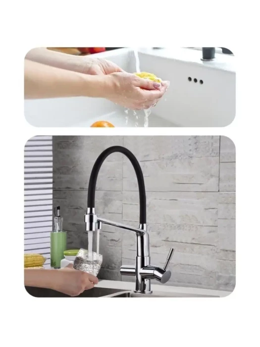 Смеситель для кухни Gappo G4398-7 с фильтром, латунь, хромированный, черный