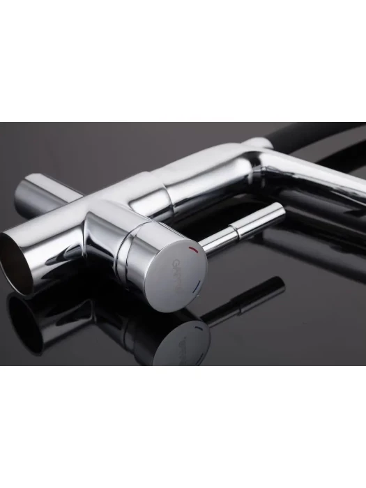 Смеситель для кухни Gappo G4398-7 с фильтром, латунь, хромированный, черный