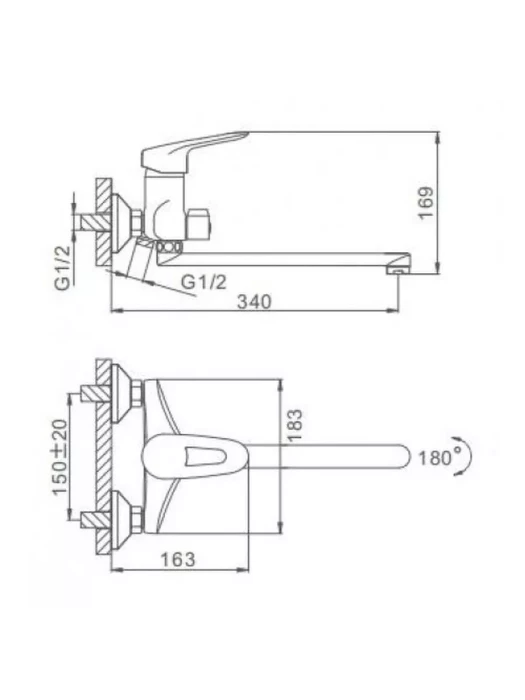Смеситель для ванны Frap F22007, однорычажный, поворотный излив, хром