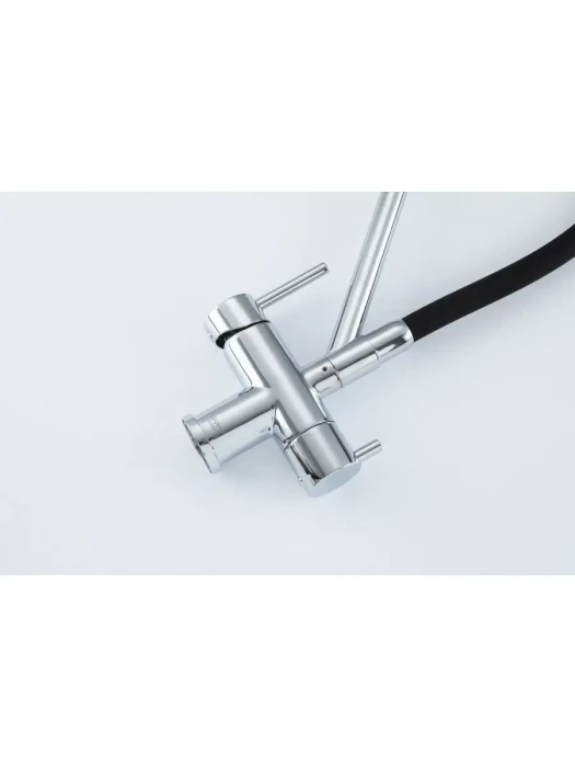 Смеситель для кухни Gappo G4398-80 с гибким изливом, латунь, хромированный,  черный