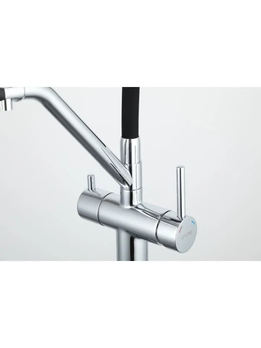 Смеситель для кухни Gappo G4398-80 с гибким изливом, латунь, хромированный,  черный