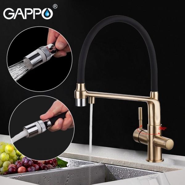 Смеситель для кухни с гибким изливом с подключением к фильтру Gappo G4398-8
