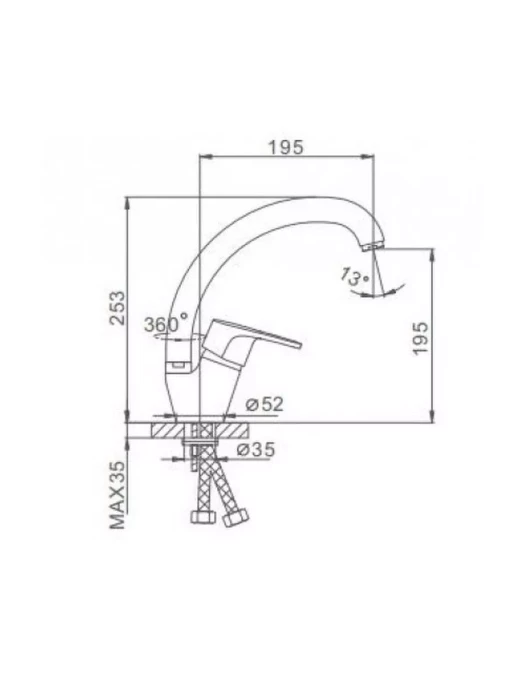Смеситель для кухни Frap F4150, однорычажный, поворотный излив, хром
