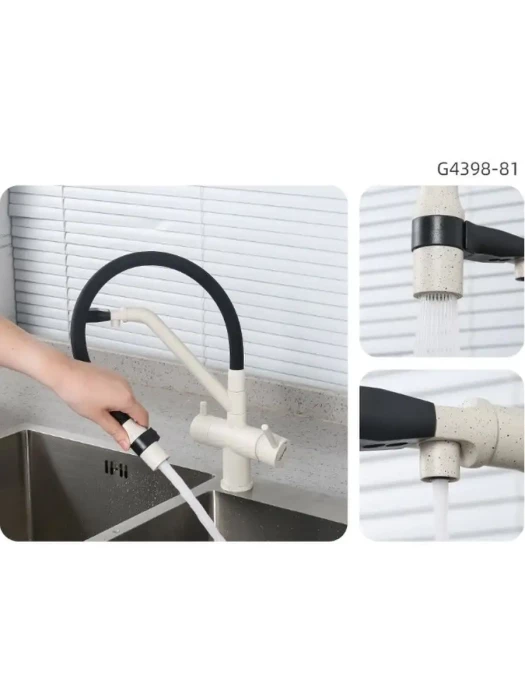 Смеситель для кухни Gappo G4398-81 однорычажный, латунь, белый, черный