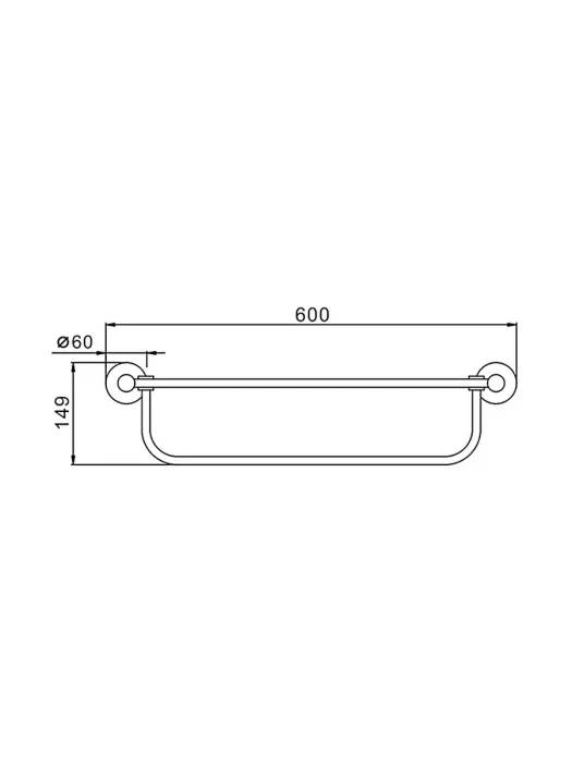 Полка для полотенец Frap F30224, 60 см, нержавеющая сталь, черный