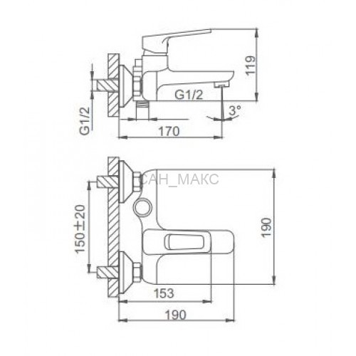 Смеситель для ванны FRUD R32122 Frud