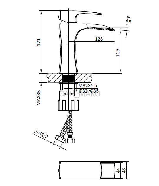 Смеситель для раковины Cascata 0110 Cr