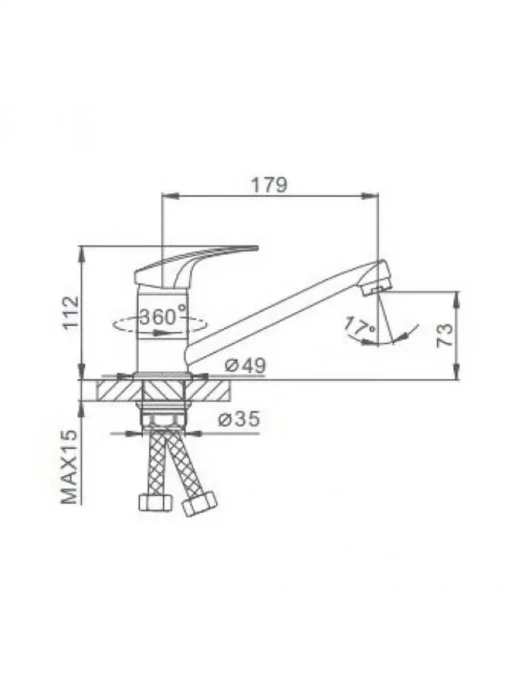 Смеситель для кухни F4539-2-B, поворотный излив, аэратор, цвет хром